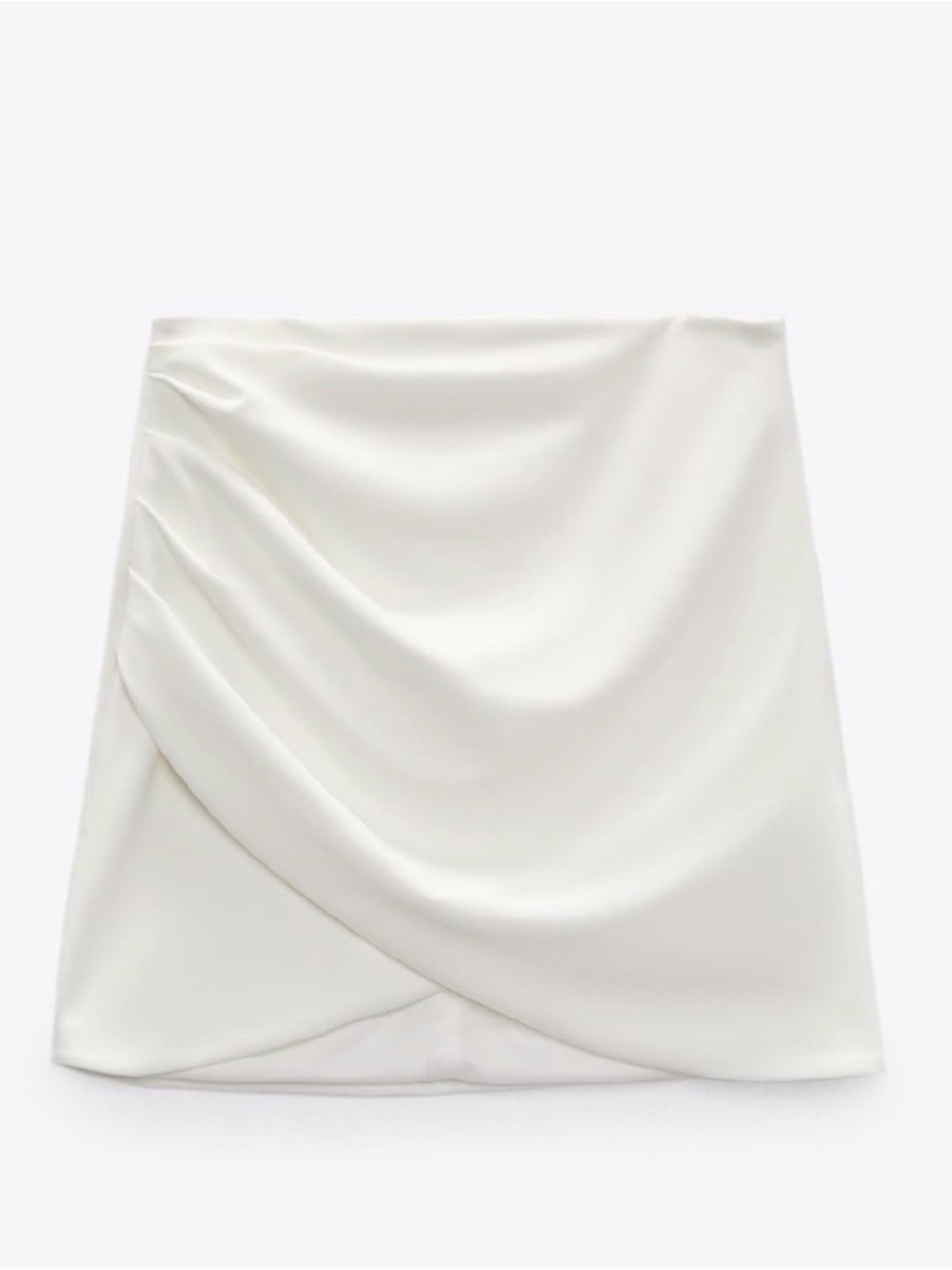 Zara Ruched Draped White Mini Skirt NWT
